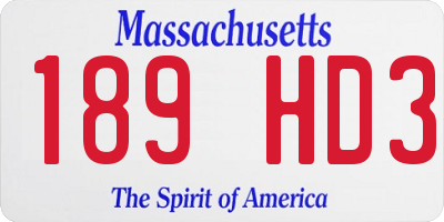 MA license plate 189HD3