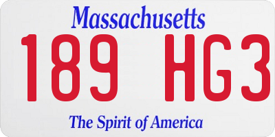 MA license plate 189HG3