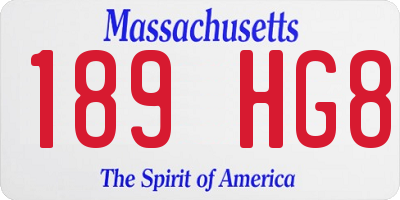 MA license plate 189HG8