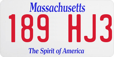 MA license plate 189HJ3