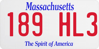 MA license plate 189HL3