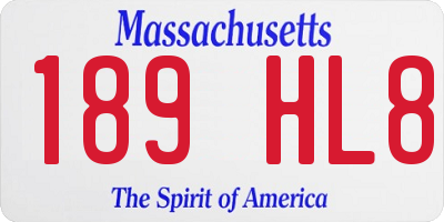 MA license plate 189HL8