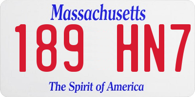 MA license plate 189HN7