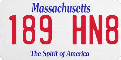 MA license plate 189HN8