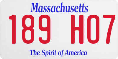 MA license plate 189HO7
