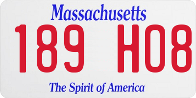MA license plate 189HO8