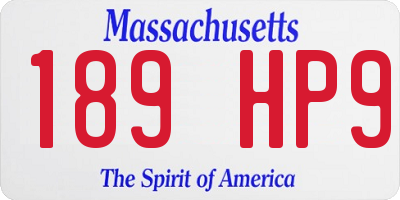 MA license plate 189HP9