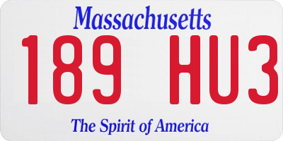 MA license plate 189HU3
