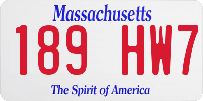 MA license plate 189HW7