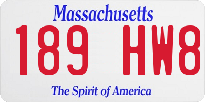 MA license plate 189HW8