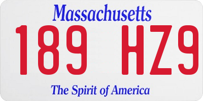 MA license plate 189HZ9