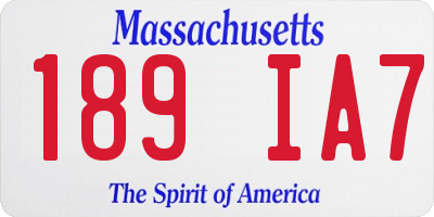 MA license plate 189IA7