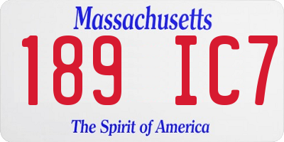 MA license plate 189IC7