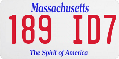MA license plate 189ID7