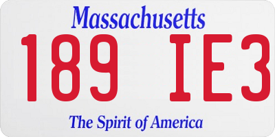 MA license plate 189IE3