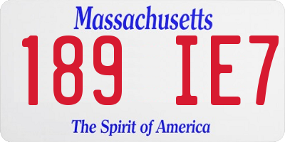 MA license plate 189IE7
