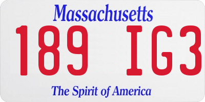 MA license plate 189IG3