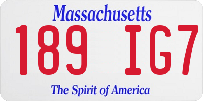MA license plate 189IG7