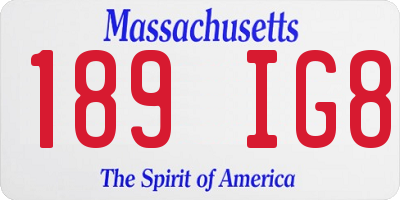 MA license plate 189IG8