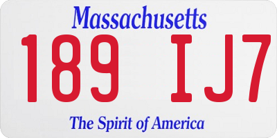 MA license plate 189IJ7