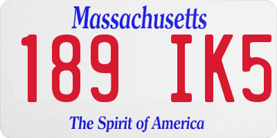 MA license plate 189IK5