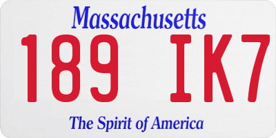MA license plate 189IK7