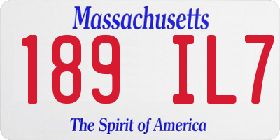 MA license plate 189IL7