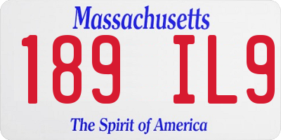 MA license plate 189IL9