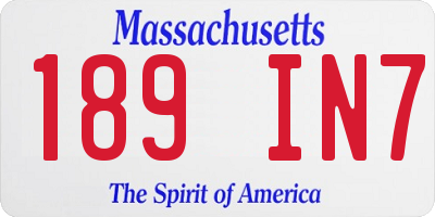 MA license plate 189IN7