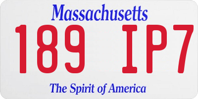 MA license plate 189IP7