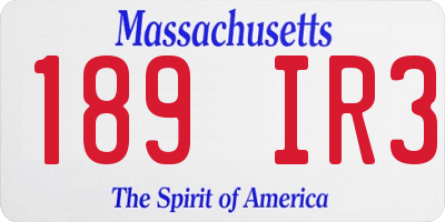 MA license plate 189IR3