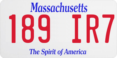 MA license plate 189IR7