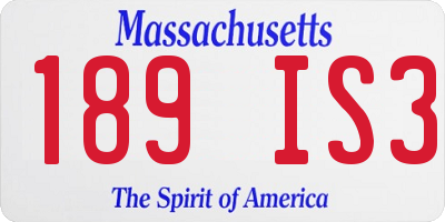 MA license plate 189IS3