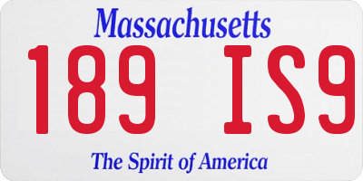 MA license plate 189IS9
