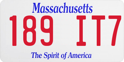 MA license plate 189IT7