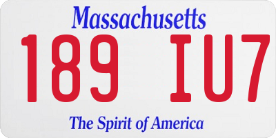 MA license plate 189IU7
