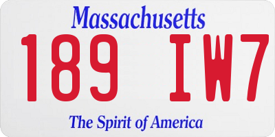 MA license plate 189IW7