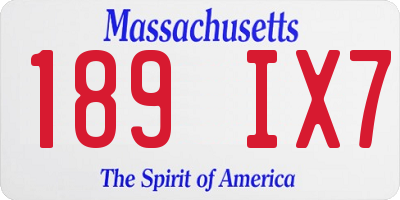 MA license plate 189IX7