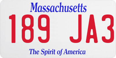 MA license plate 189JA3