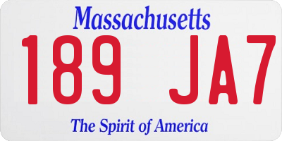MA license plate 189JA7