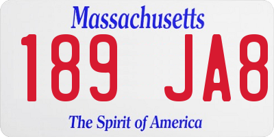 MA license plate 189JA8