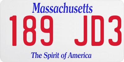 MA license plate 189JD3