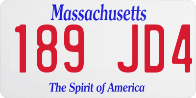 MA license plate 189JD4
