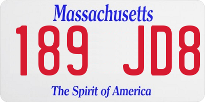 MA license plate 189JD8