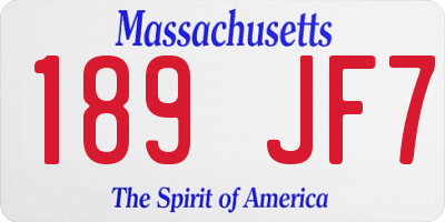 MA license plate 189JF7
