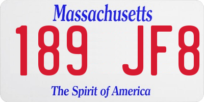 MA license plate 189JF8
