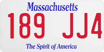 MA license plate 189JJ4