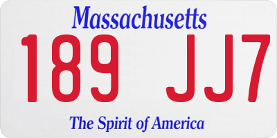 MA license plate 189JJ7