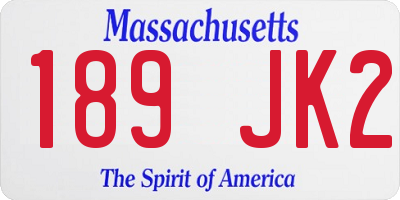 MA license plate 189JK2