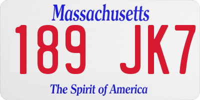 MA license plate 189JK7